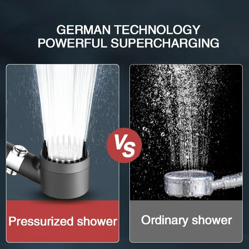 Hochdruck Duschkopf mit Filter – 3-Modi Strahl, Massagebürste & Regendusche für das Badezimmer